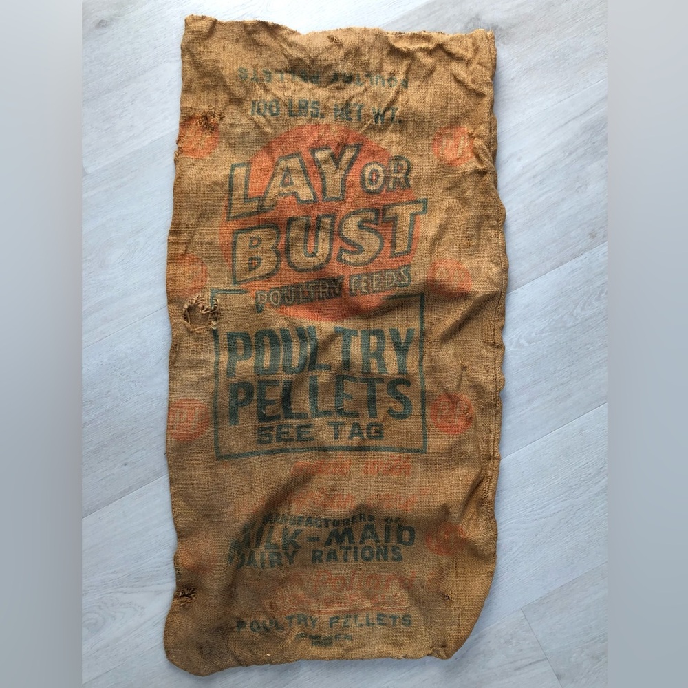 Vintage 1940’s Poultry Feed Burlap Sack - Picture 5 of 14